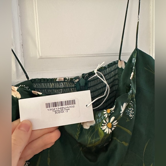 NWT Reformation Frankie Silk Dress Buena Green Floral - Picture 5 of 5